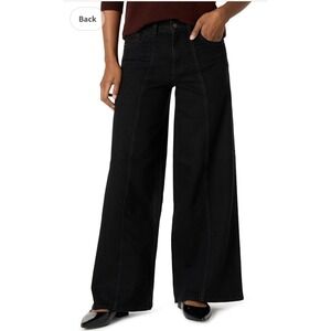 New With Tags The Drop Women's Size 26 Frida Black Pants Denim Wide Leg Barrel
